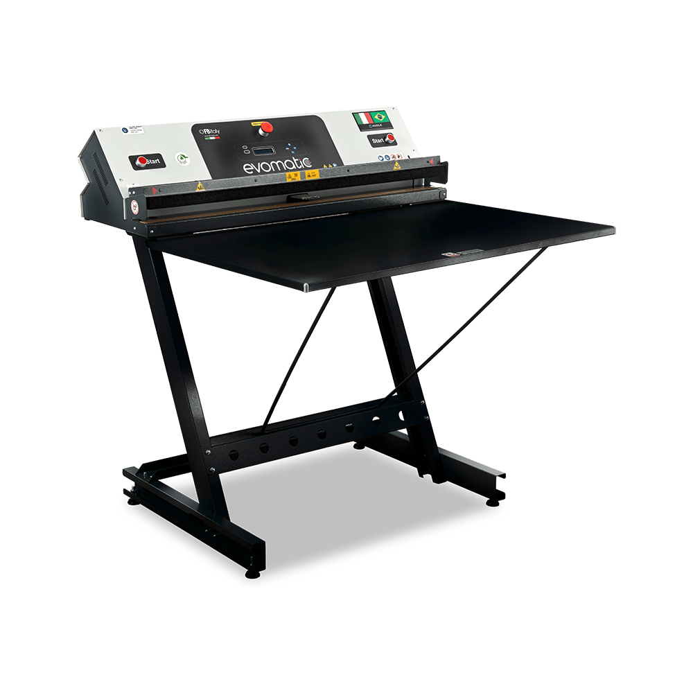 Embaladora a vacuo automatico Evomatic mesa aberta alongada imagem lateral min